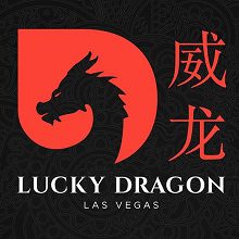 A black and red logo for lucky dragon.