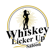 A logo of whiskey licker up saloon