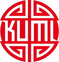 A red and white logo of the kumi company.