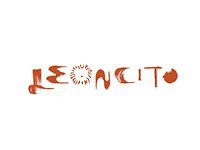 A red and white logo for leoncito.