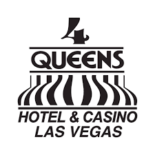 A black and white logo of four queens hotel & casino.