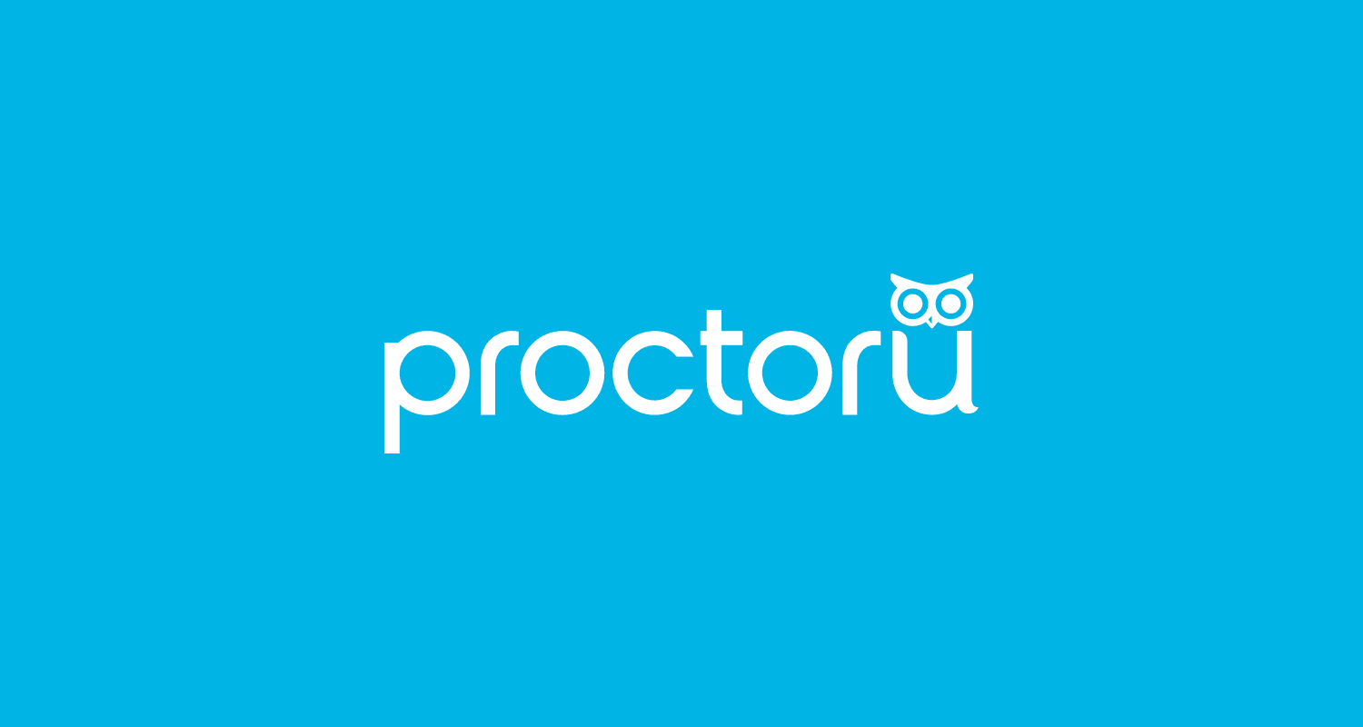 A blue background with the word proctoru in white.